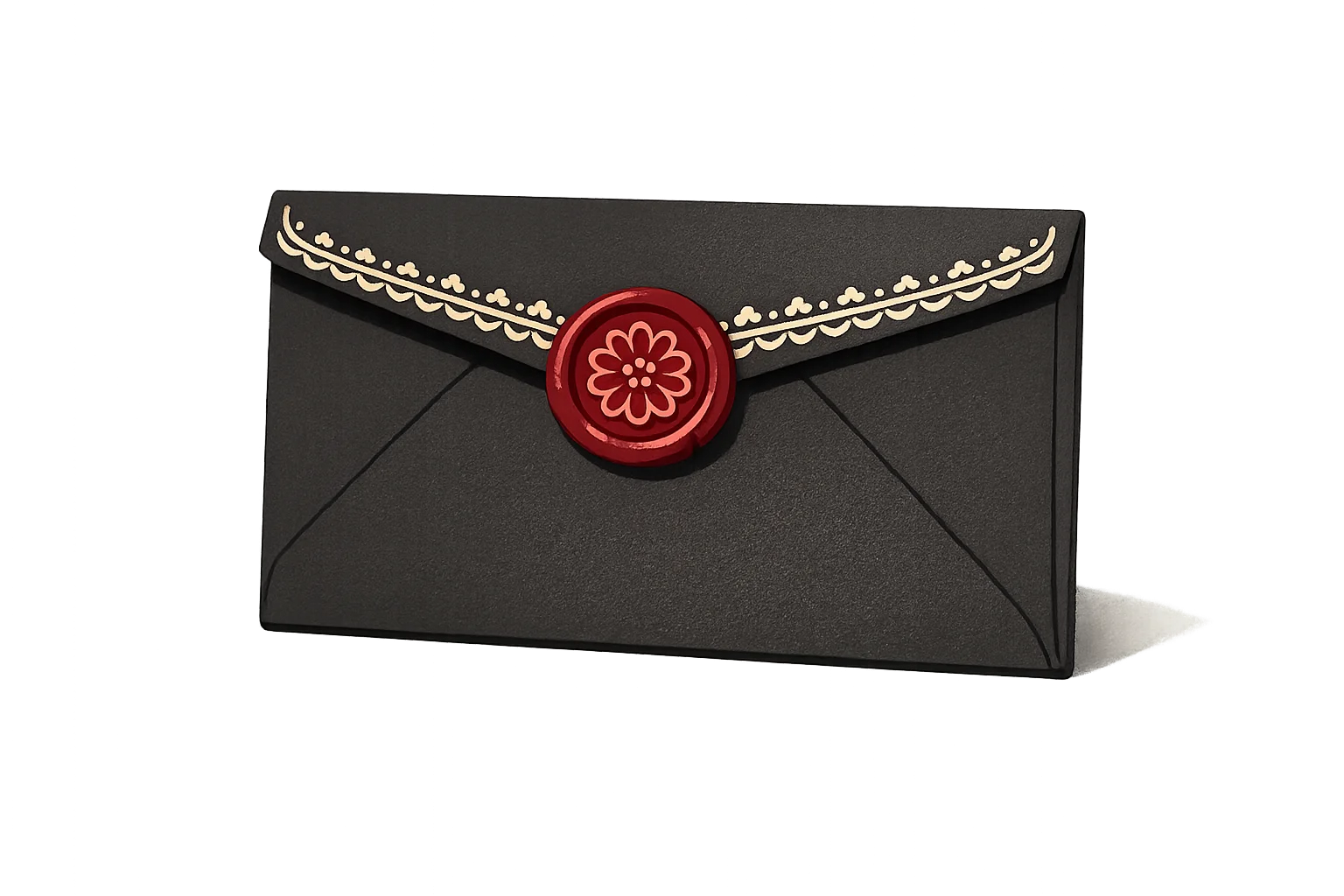 A dark shagun envelope sealed with a maroon wax seal